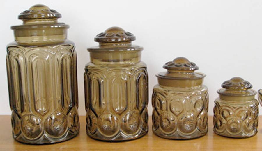 Moon and Star Brown Large Canister & Lid by Smith Glass -1