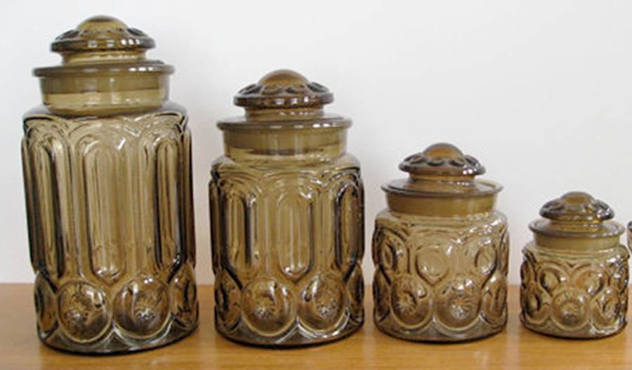 Moon and Star Brown Extra Large Canister & Lid by Smith Glass -1