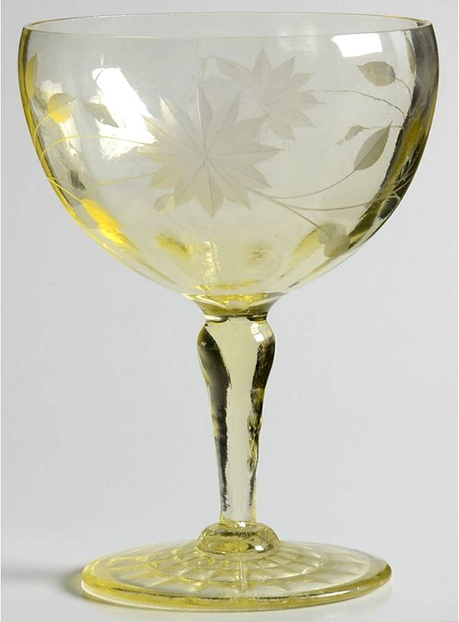 Rose (Yellow, Cut #17) Champagne/Tall Sherbet by Standard Glass-1
