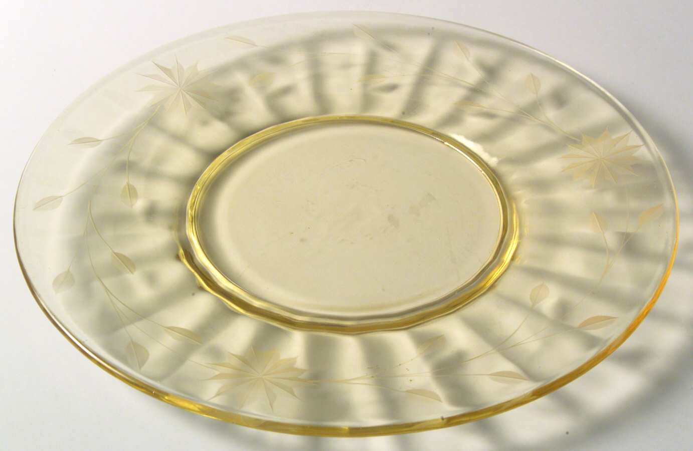 Rose (Yellow, Cut #17) Luncheon Plate by Standard Glass-1