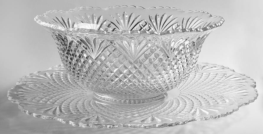 Pineapple Flared Punch Bowl with Underplate by Smith Glass -1