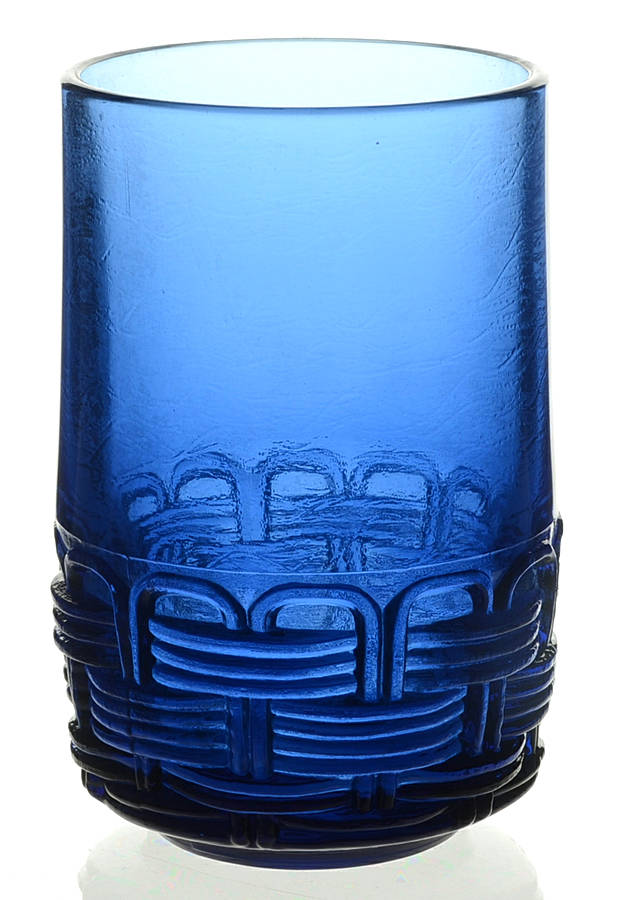 Wicker Blue 12 Oz Flat Tumbler by Smith Glass -1