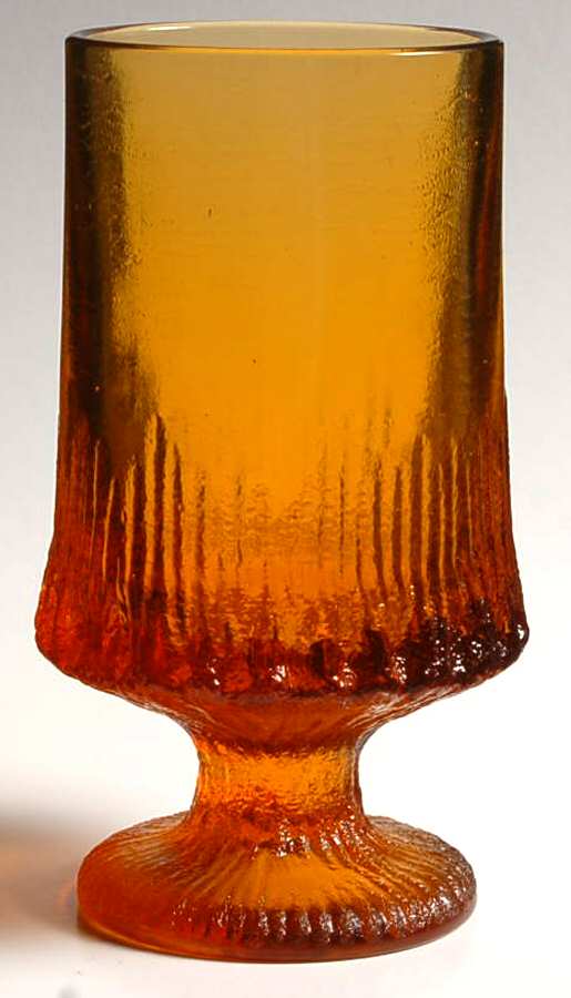 Sculptura II Amber Water Goblet by Smith Glass -1
