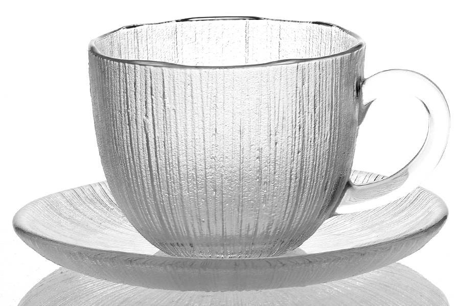 Rain Glass Clear Cup & Saucer Set by Sasaki-1