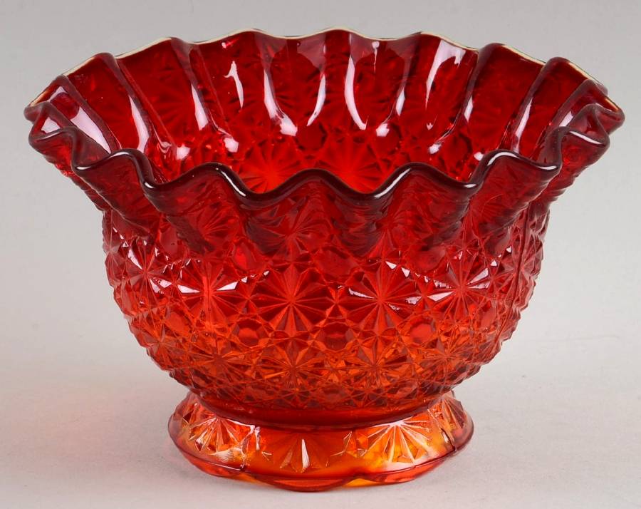Daisy and Button Amberina 6" Round Crimped Bowl by Smith Glass -1