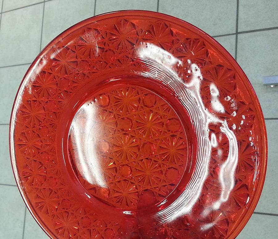 Daisy and Button Amberina Luncheon Plate by Smith Glass -1