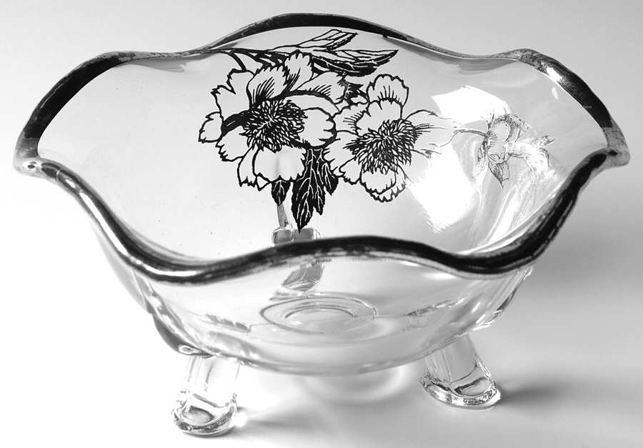 Peony 6" 3-Toed Footed Bowl by Rockwell Silver Glass-1