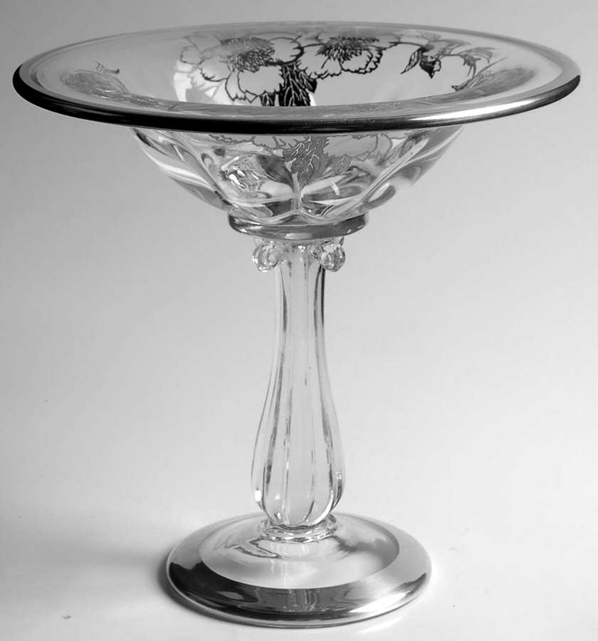 Peony Round Compote (Height X Width) by Rockwell Silver Glass-1