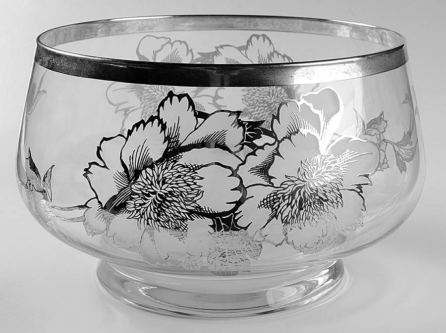 Peony Punch Bowl by Rockwell Silver Glass-1