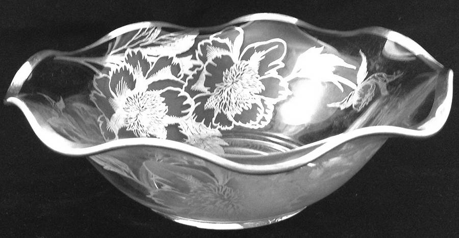 Peony 12" Round Crimped Bowl by Rockwell Silver Glass-1