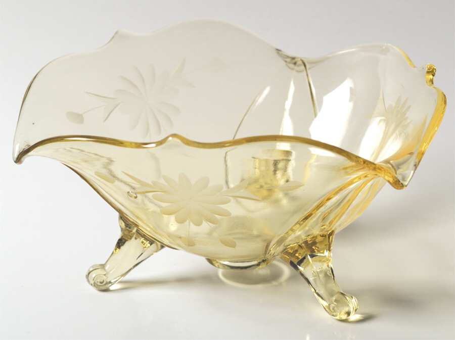 Pauline Topaz 6" 3-Toed Footed Bowl by Standard Glass-1