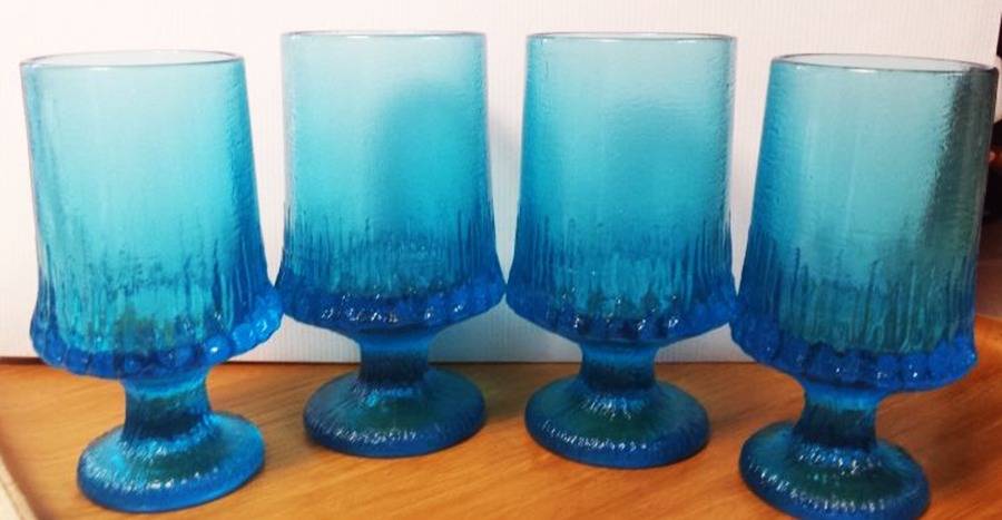 Sculptura II Blue Water Goblet by Smith Glass -1