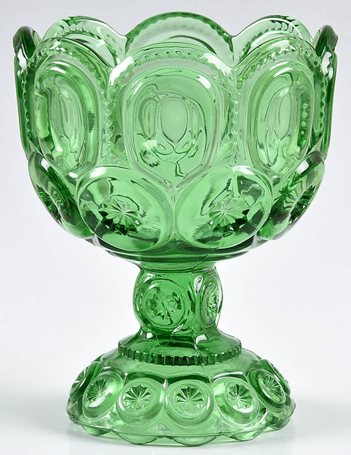 Moon and Star Light Green Small Compote No Lid by Smith Glass -1