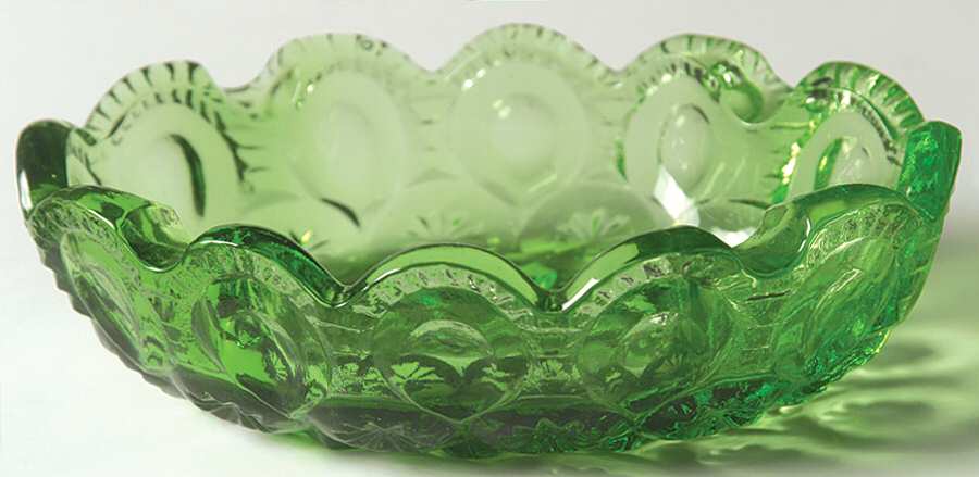 Moon and Star Light Green 4" Oval Ashtray by Smith Glass -1