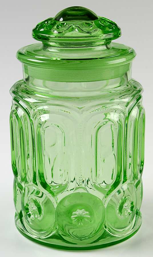 Moon and Star Light Green Extra Large Canister & Lid by Smith Glass -1