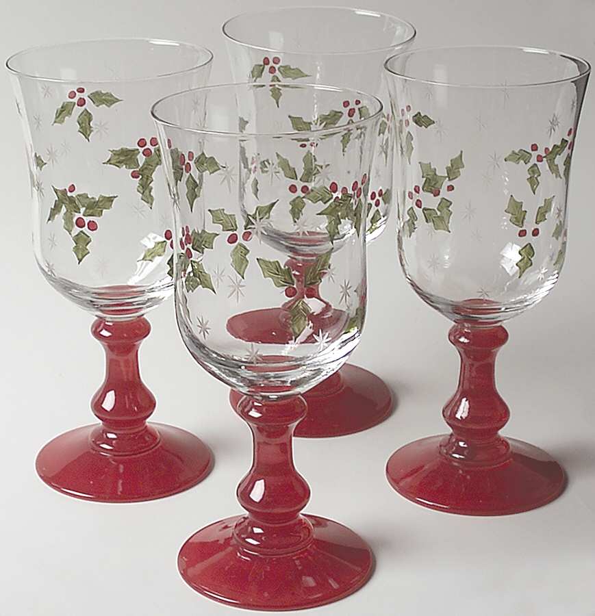 Holly Berry Red Water Goblet - Set of 4 by Studio Nova-1