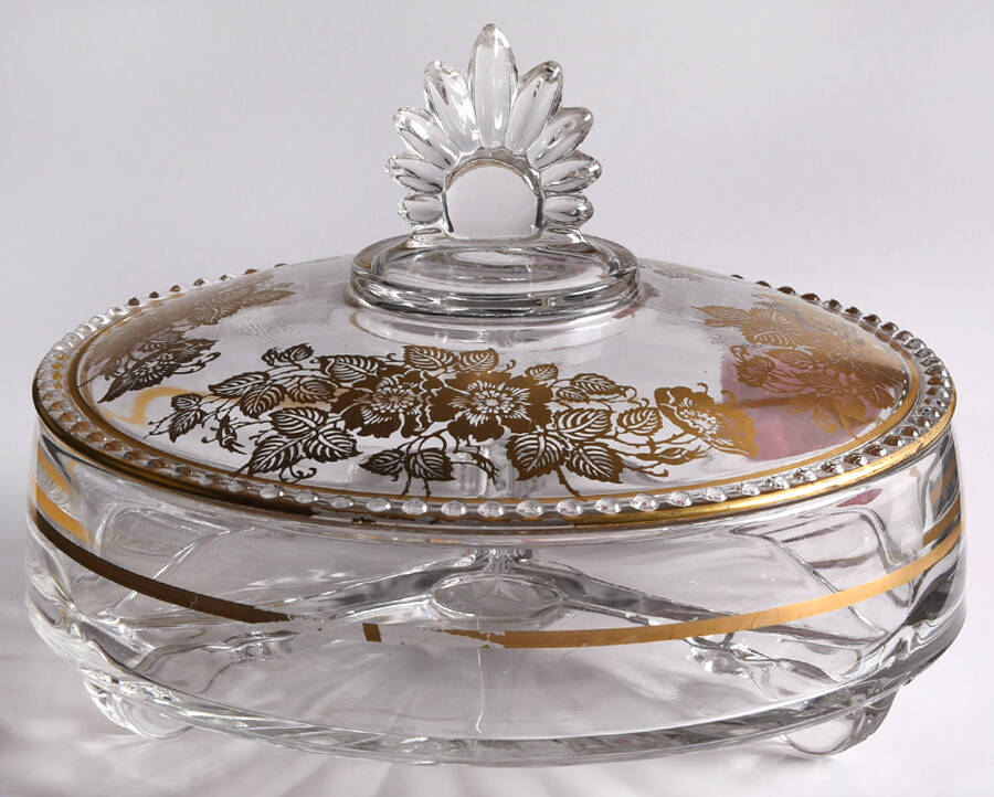Queens Rose 3-Part Candy Dish with Lid by Silver City-1