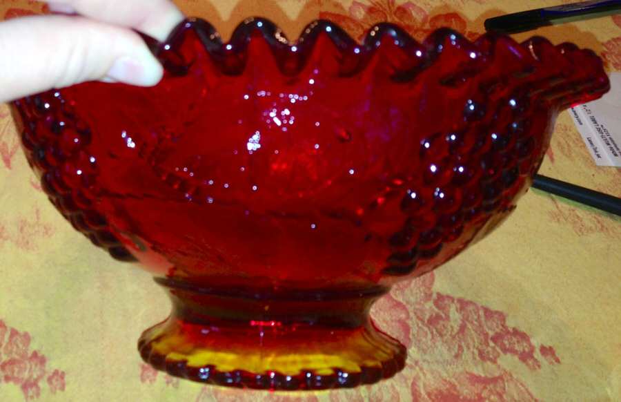 Vintage Amberina 10" Round Bowl by Smith Glass -1