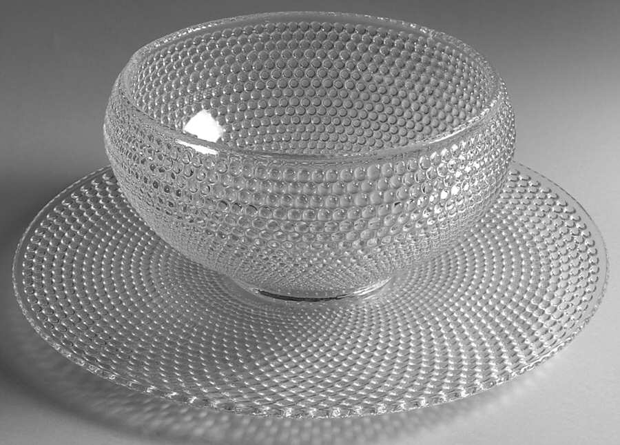 Hobnail Clear Punch Bowl with Underplate by Smith Glass -1