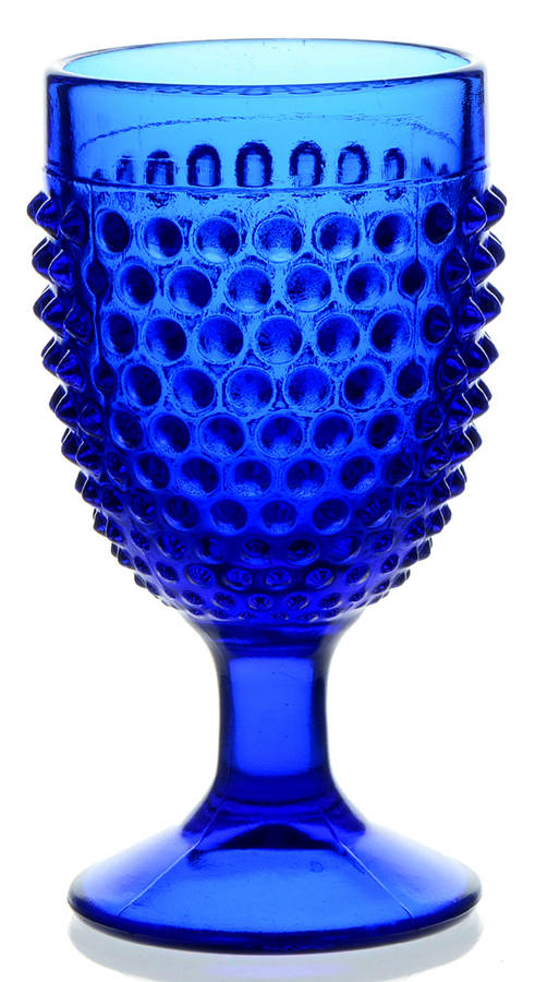 Hobnail Cobalt Blue Water Goblet by Smith Glass -1
