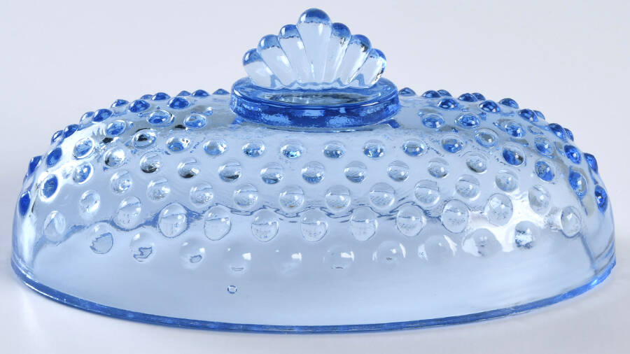 Hobnail Ice Blue Lid for 1/4 Pound Butter by Smith Glass -1