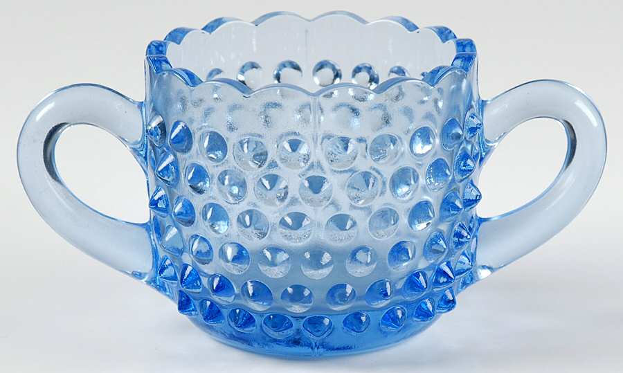 Hobnail Ice Blue Open Sugar by Smith Glass -1