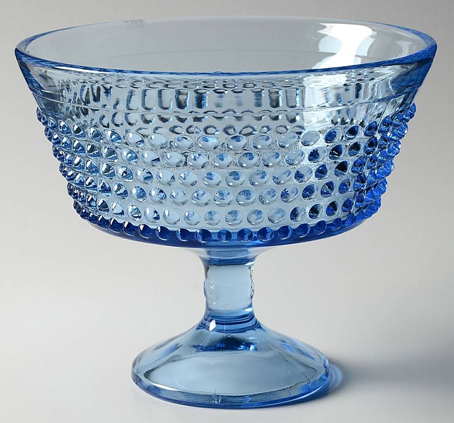 Hobnail Ice Blue Footed Bowl by Smith Glass -1