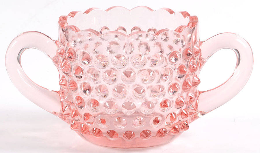 Hobnail Pink Open Sugar by Smith Glass -1