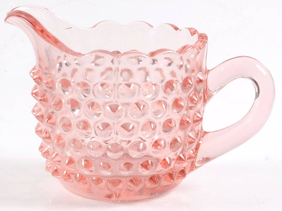 Hobnail Pink Creamer by Smith Glass -1