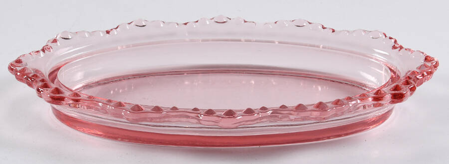 Hobnail Pink 1/4 Pound Butter Dish, No Lid by Smith Glass -1