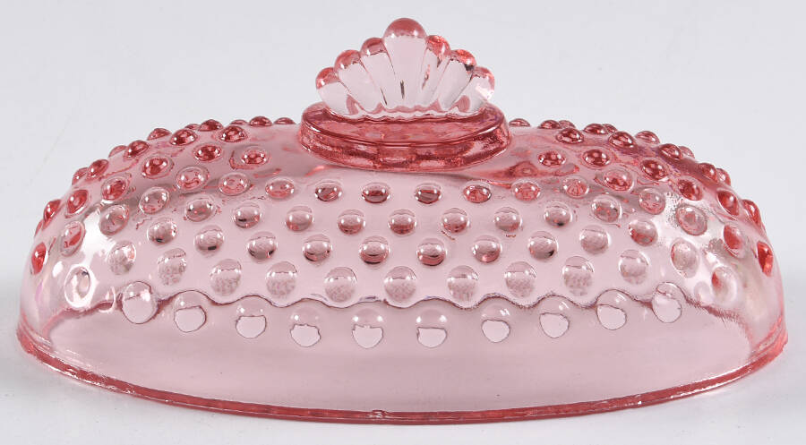 Hobnail Pink Lid for 1/4 Pound Butter by Smith Glass -1