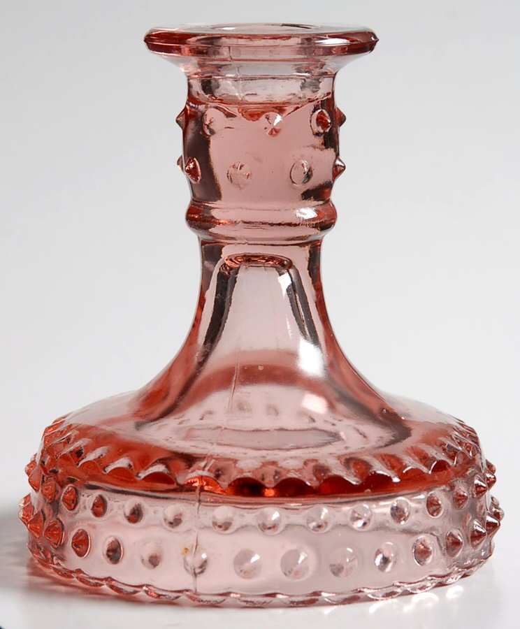 Hobnail Pink Single Light Candlestick by Smith Glass -1