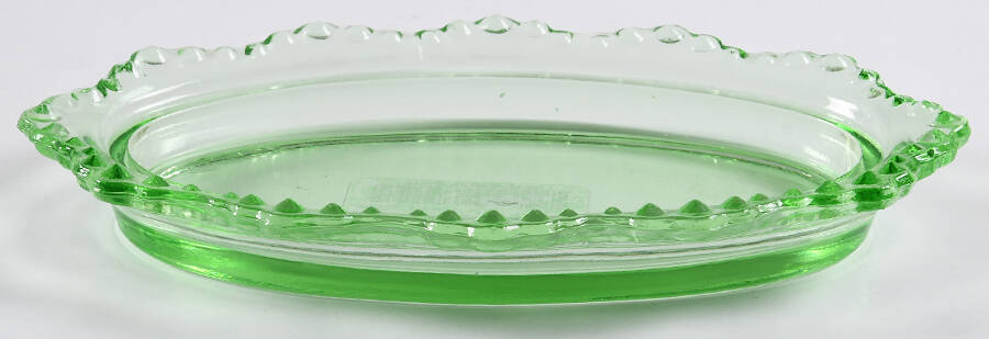 Hobnail Lime Green 1/4 Pound Butter Dish, No Lid by Smith Glass -1
