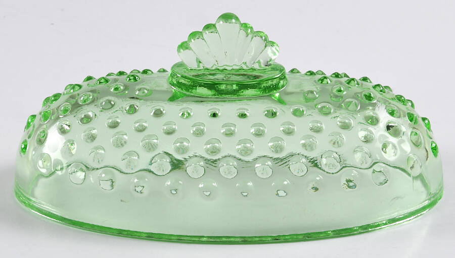 Hobnail Lime Green Lid for 1/4 Pound Butter by Smith Glass -1