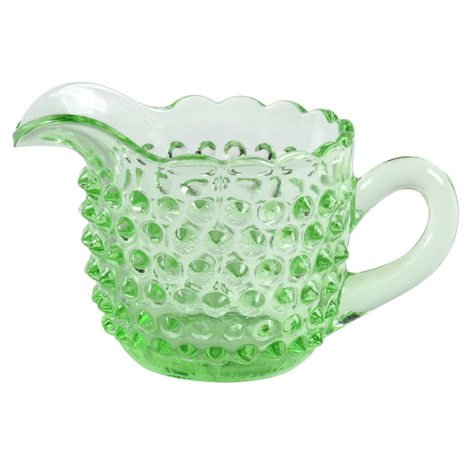 Hobnail Lime Green Creamer by Smith Glass -1