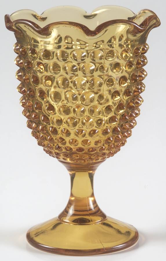 Hobnail Amber Footed Ivy Vase by Smith Glass -1