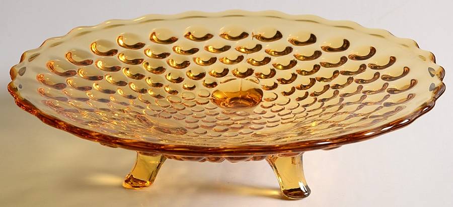 Hobnail Amber 7" 3-Toed Plate by Smith Glass -1