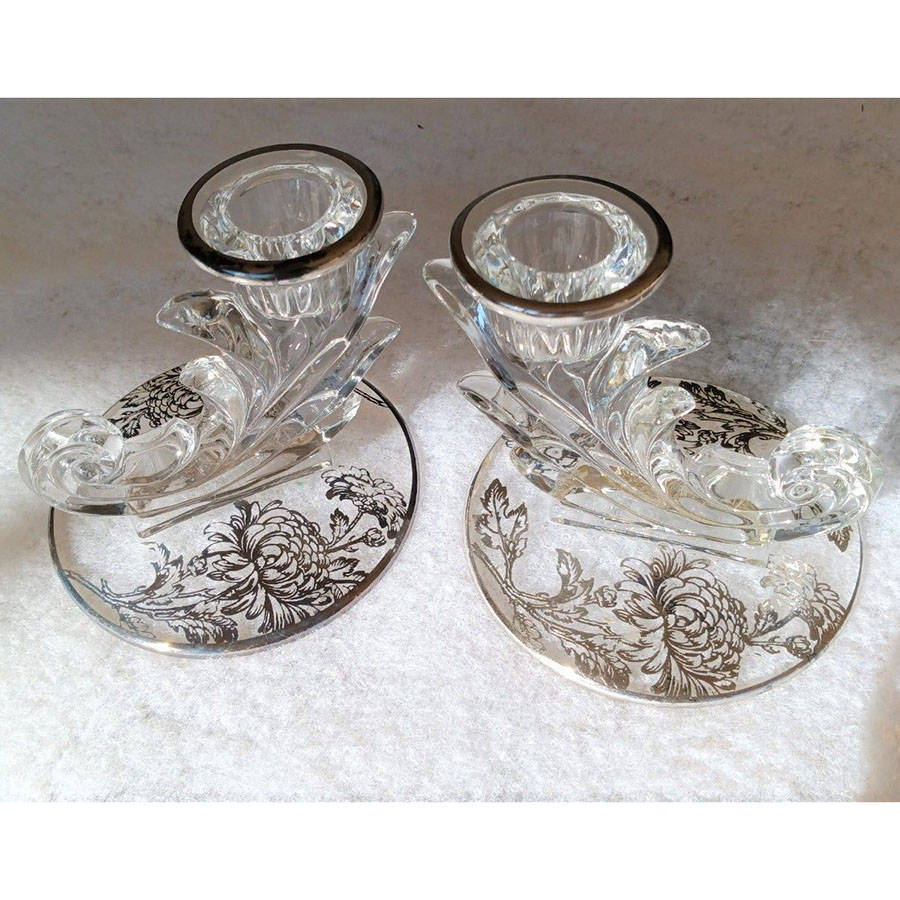 Chrysanthemum 4" Single Light Candlestick by Silver City-1