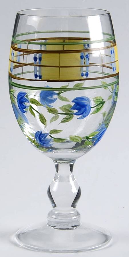 Gingham Blue Water Goblet by Studio Nova-1