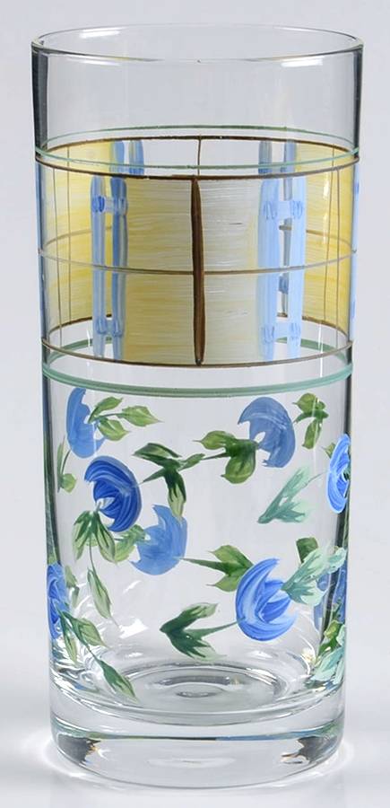 Gingham Blue Highball Glass by Studio Nova-1