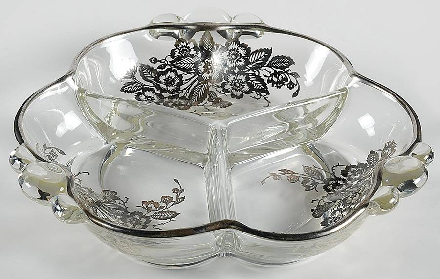 Blossom Time 7" Pansy/Flower Shape 3 Part Relish by Silver City-1