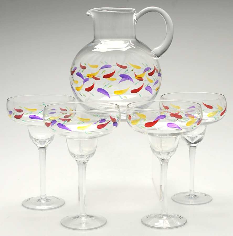 Chili Peppers Margarita Set (Pitcher 64oz & 4 Margarita Glasses) by Studio Nova-1