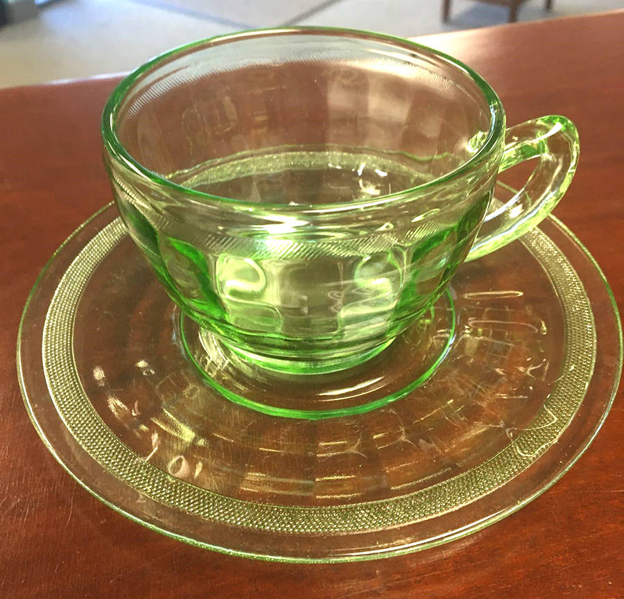 Homestead Green Cup & Saucer Set by Smith Glass -1