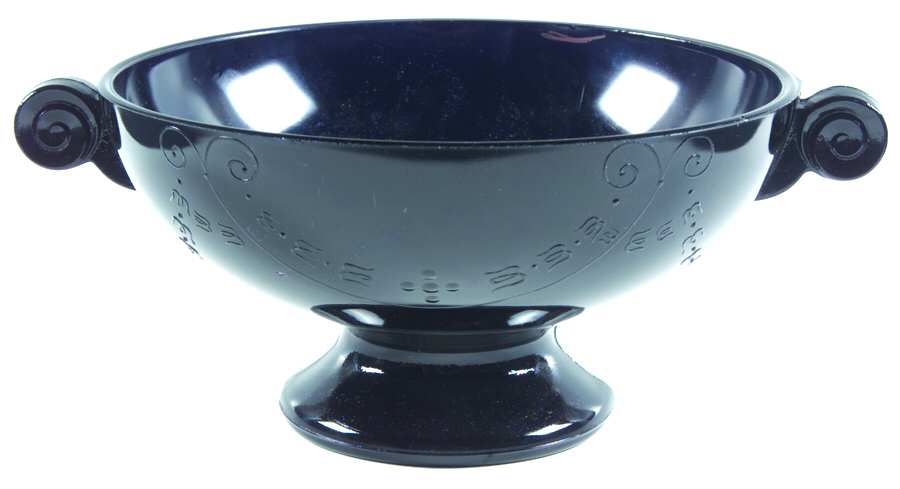 2400 Black 11" Footed Handled Bowl by Smith Glass -1