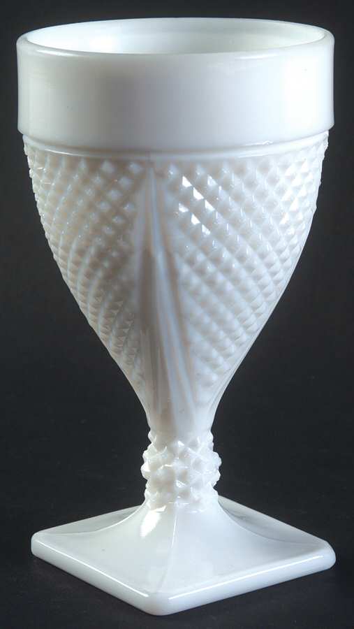 Early American Milk Glass Water Goblet by Smith Glass -1