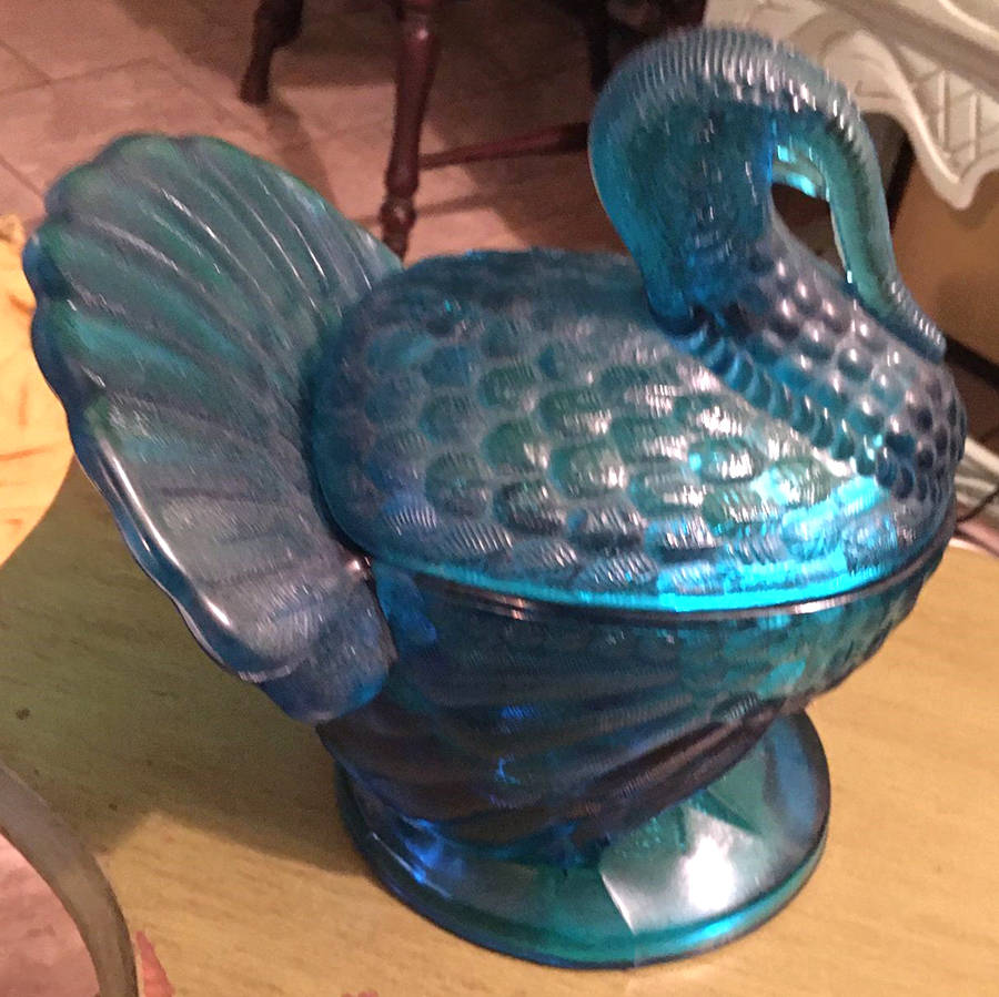 Animals & Figurines #207 2 Piece Turkey (Lid and Base) by Smith Glass -1