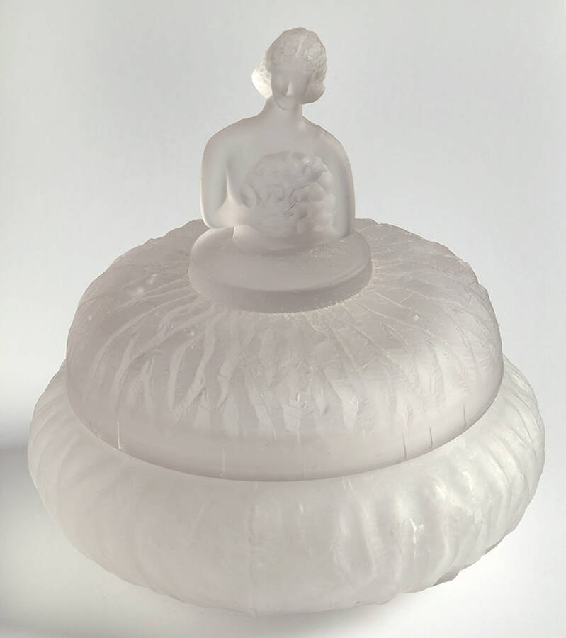Animals & Figurines Clear Frosted Lillian II Powder Jar & Lid by Smith Glass -1