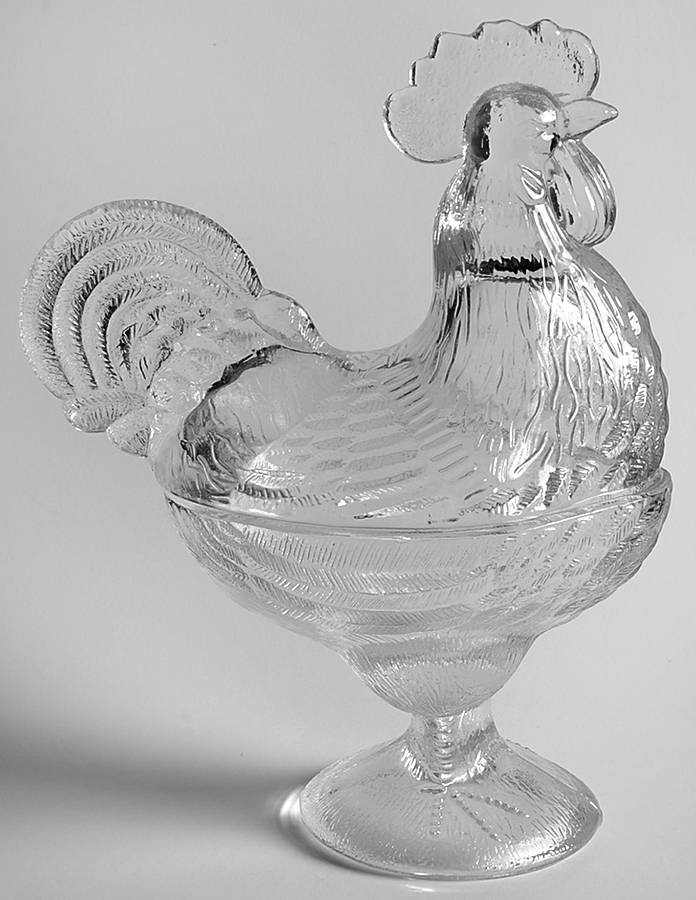 Animals & Figurines #208 Standing Rooster with Lid by Smith Glass -1