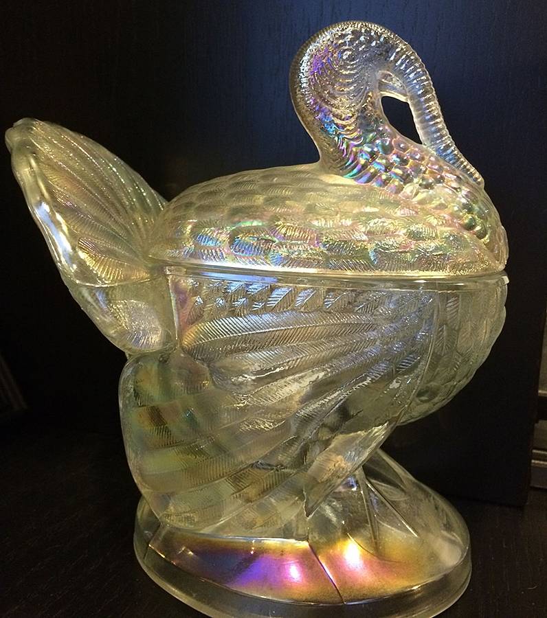 Animals & Figurines #207 2 Piece Turkey Lid and Base by Smith Glass -1