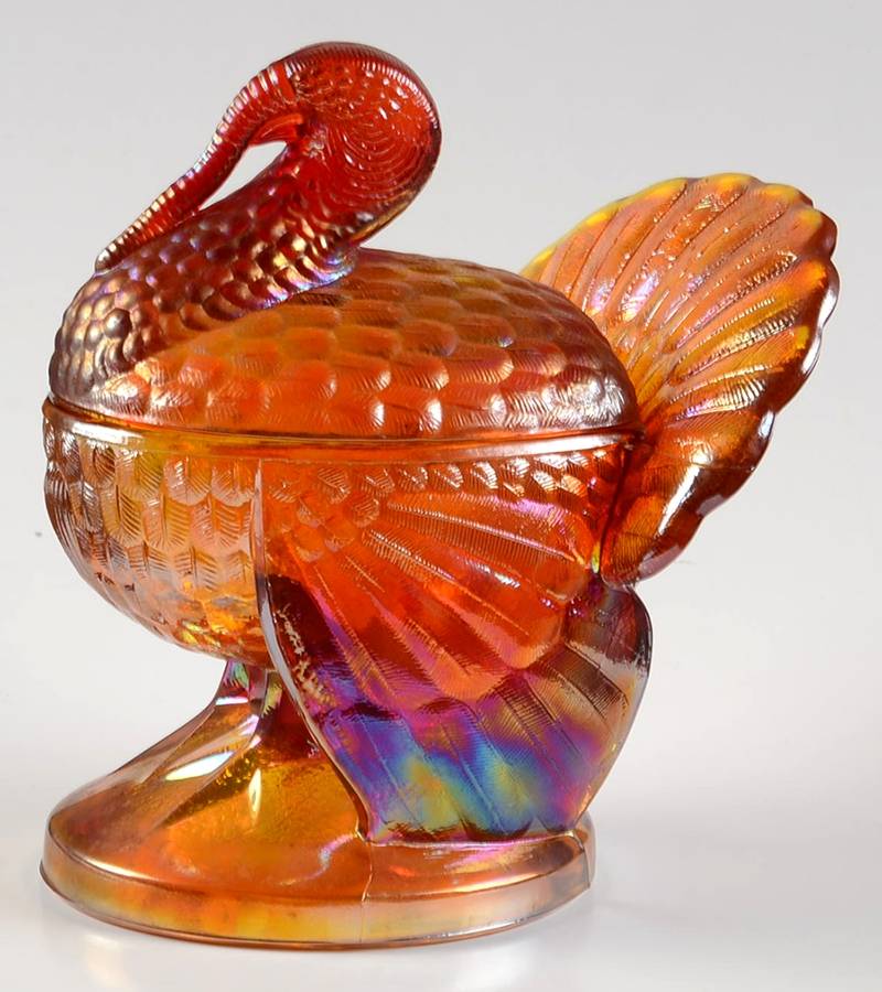 Animals & Figurines #207 2 Piece Turkey (Lid and Base) by Smith Glass -1